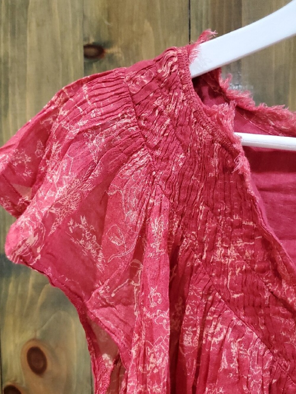 FP Women's Red Short-Sleeve Peasant Blouse Boho Gypsy Festival - Picture 2 of 8